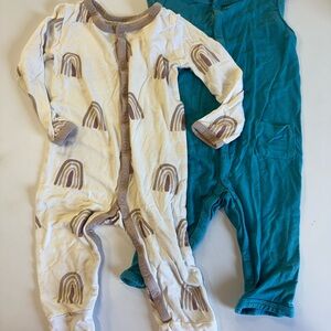 Kyte BABY Cream Rainbow Print and Teal Two-Piece Pajama Set